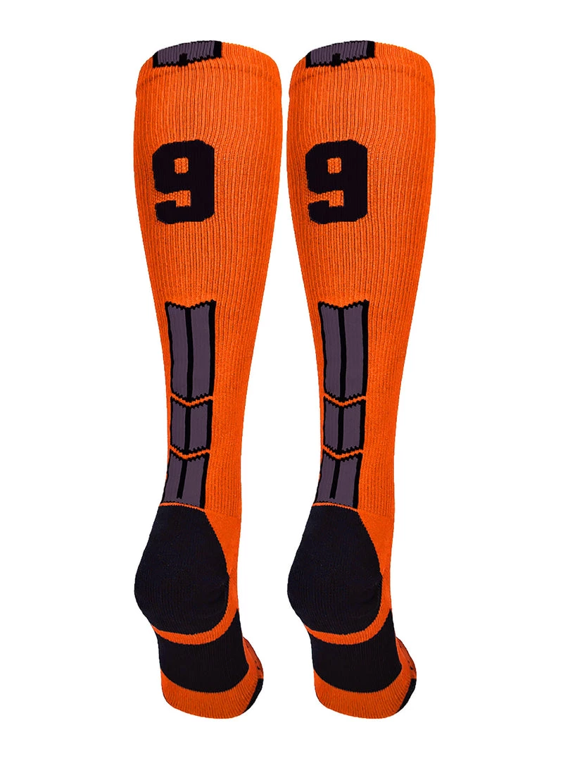 MadSportsStuff Orange And Black Player ID Custom Number Over The Calf Socks For Softball Baseball Football Boys And Girls 106 MadSportsStuff Orange And Black Player ID Custom Number Over The Calf Socks For Softball Baseball Football Boys And Girls