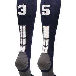 MadSportsStuff Navy Player ID Custom Number Over The Calf Socks For Softball Baseball Football Boys And Girls