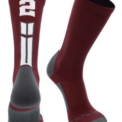 MadSportsStuff Maroon Player ID Custom Number Crew Socks For Basketball Lacrosse Volleyball Boys And Girls Volleyball Socks