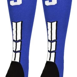 MadSportsStuff Royal Player ID Custom Number Over The Calf Socks For Softball Baseball Football Boys And Girls