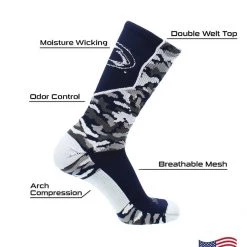 TCK Sports Penn State Nittany Lions Socks Woodland Camo Crew