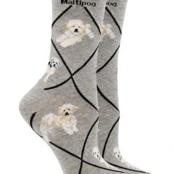 Deals MadSportsStuff Store 53 WHD Maltipoo Socks For Women Gift For Dog Lovers Crazy Socks - Crew