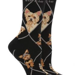 WHD Crazy Socks - Crew Yorkie Puppy Socks For Women Gift For Dog Lovers