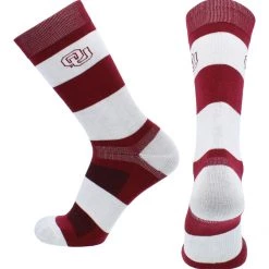 TCK All Schools OU Oklahoma Sooners Socks Game Day Striped Crew Socks