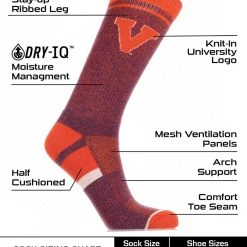 TCK Virginia Cavaliers Socks Victory Parade Crew Length 6 TCK Virginia Cavaliers Socks Victory Parade Crew Length