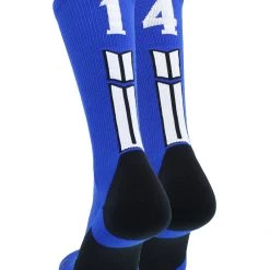 MadSportsStuff Royal Player ID Custom Number Crew Socks For Basketball Lacrosse Volleyball Boys And Girls