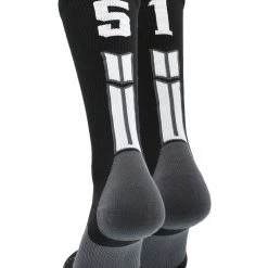 MadSportsStuff Black Player ID Custom Number Crew Socks For Basketball Lacrosse Volleyball Boys And Girls Volleyball Socks