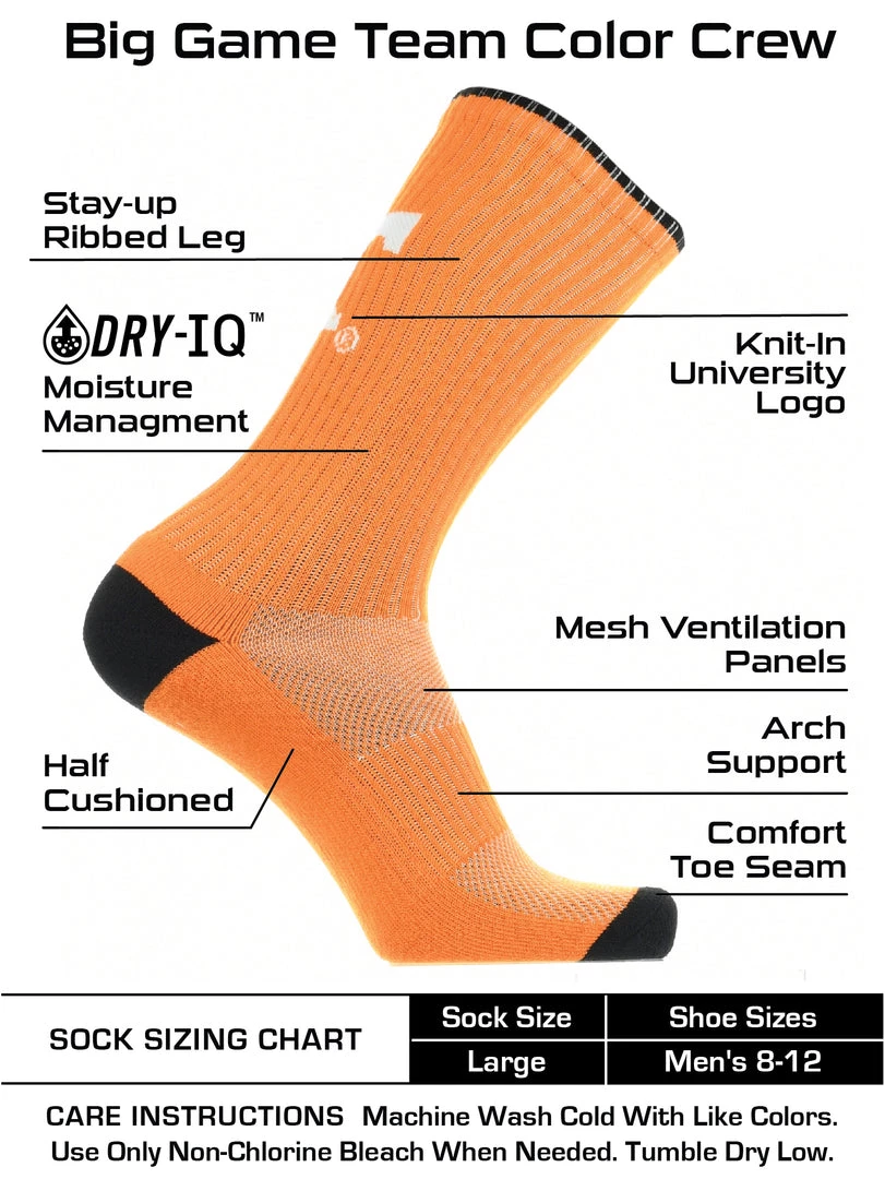 TCK All Schools Tennessee Volunteers Socks Campus Legend Crew Length 3 TCK All Schools Tennessee Volunteers Socks Campus Legend Crew Length