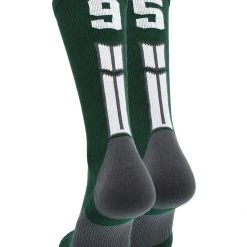 MadSportsStuff Volleyball Socks Dark Green Player ID Custom Number Crew Socks For Basketball Lacrosse Volleyball Boys And Girls
