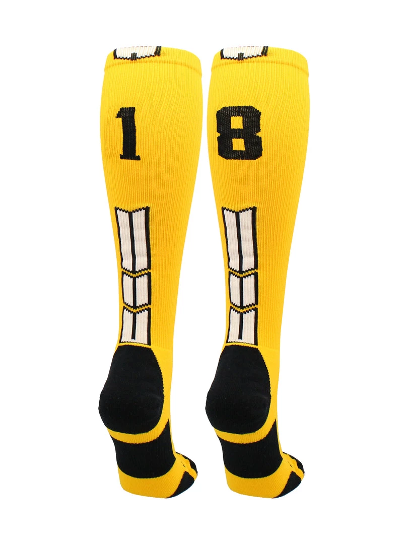 MadSportsStuff Softball Socks Gold Player ID Custom Number Over The Calf Socks For Softball Baseball Football Boys And Girls 60 MadSportsStuff Softball Socks Gold Player ID Custom Number Over The Calf Socks For Softball Baseball Football Boys And Girls