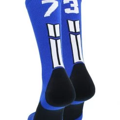 MadSportsStuff Volleyball Socks Royal Player ID Custom Number Crew Socks For Basketball Lacrosse Volleyball Boys And Girls