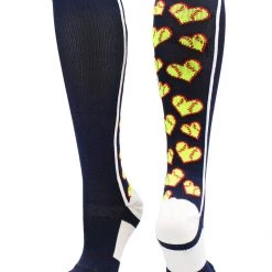 MadSportsStuff Softball Socks With Love Softball Hearts For Girls Or Women - Athletic Over The Calf Socks