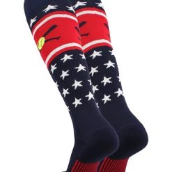 TCK Patriotic USA Softball Socks With Softball Bats Logo