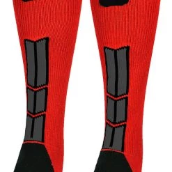 MadSportsStuff Baseball Socks Red And Black Player ID Custom Number Over The Calf Socks For Softball Baseball Football Boys And Girls