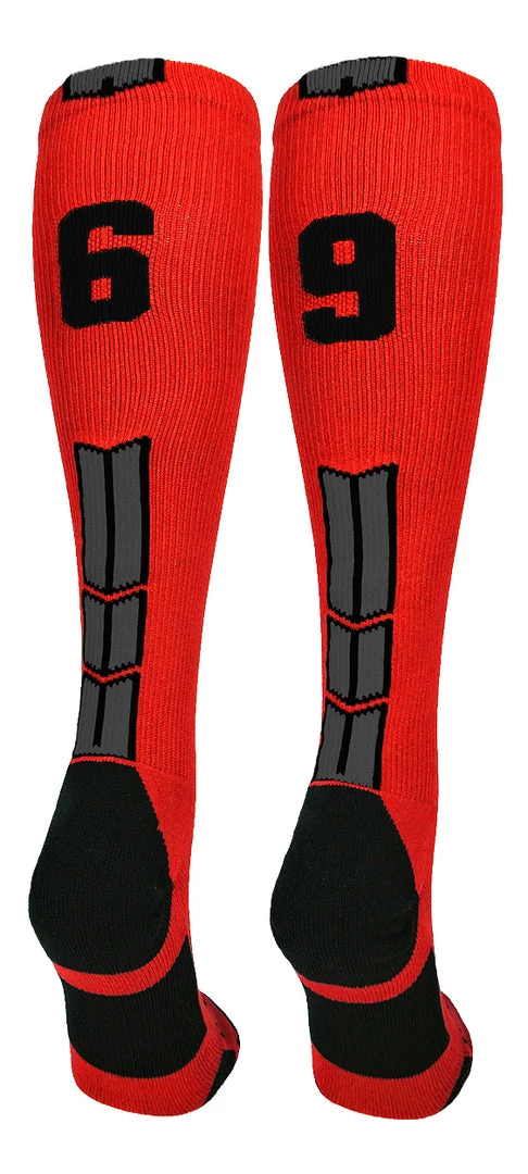 MadSportsStuff Red And Black Player ID Custom Number Over The Calf Socks For Softball Baseball Football Boys And Girls Baseball Socks 11 MadSportsStuff Red And Black Player ID Custom Number Over The Calf Socks For Softball Baseball Football Boys And Girls Baseball Socks