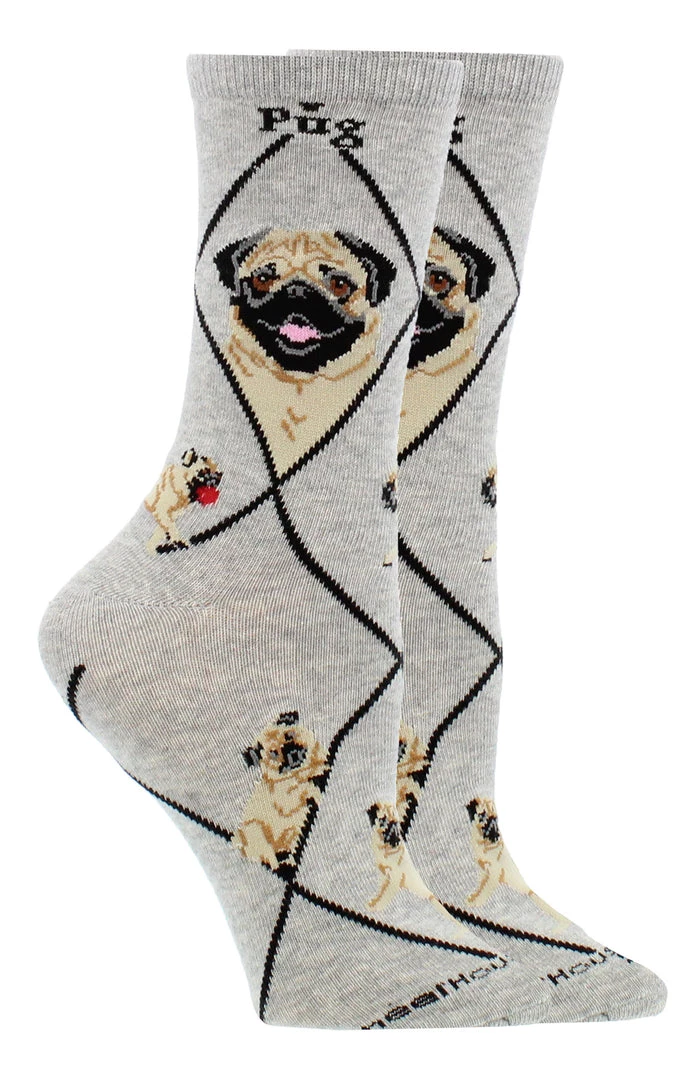 WHD Pug Socks For Women Gift For Dog Lovers Crazy Socks - Crew 5 WHD Pug Socks For Women Gift For Dog Lovers Crazy Socks - Crew