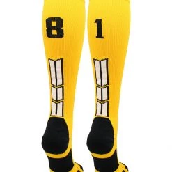 MadSportsStuff Softball Socks Gold Player ID Custom Number Over The Calf Socks For Softball Baseball Football Boys And Girls 152 MadSportsStuff Softball Socks Gold Player ID Custom Number Over The Calf Socks For Softball Baseball Football Boys And Girls