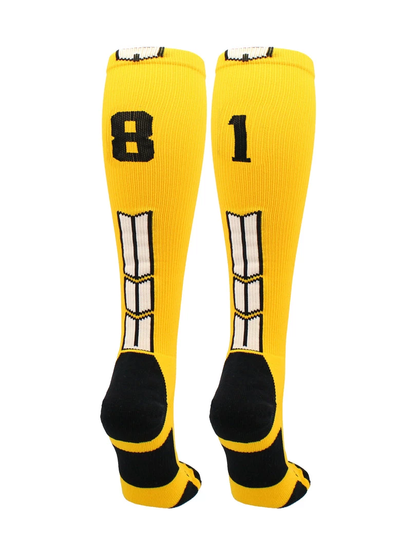 MadSportsStuff Softball Socks Gold Player ID Custom Number Over The Calf Socks For Softball Baseball Football Boys And Girls 48 MadSportsStuff Softball Socks Gold Player ID Custom Number Over The Calf Socks For Softball Baseball Football Boys And Girls