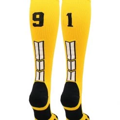 MadSportsStuff Gold Player ID Custom Number Over The Calf Socks For Softball Baseball Football Boys And Girls