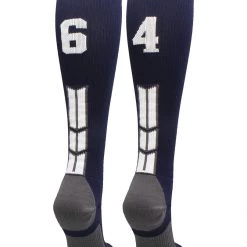 MadSportsStuff Navy Player ID Custom Number Over The Calf Socks For Softball Baseball Football Boys And Girls