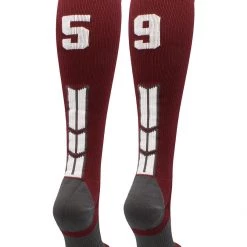 MadSportsStuff Maroon Player ID Custom Number Over The Calf Socks For Softball Baseball Football Boys And Girls Softball Socks