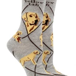 WHD Yellow Lab Socks For Women Gift For Dog Lovers Crazy Socks - Crew