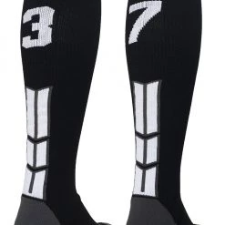 MadSportsStuff Black Player ID Custom Number Over The Calf Socks For Softball Baseball Football Boys And Girls