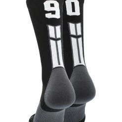 MadSportsStuff Black Player ID Custom Number Crew Socks For Basketball Lacrosse Volleyball Boys And Girls