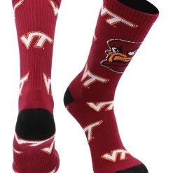 TCK Virginia Tech Hokies Socks Virginia Tech University Hokies Mayhem Crew Socks