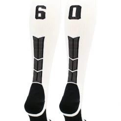 MadSportsStuff White Player ID Custom Number Over The Calf Socks For Softball Baseball Football Boys And Girls