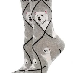 WHD Crazy Socks - Crew Westie Socks For Women Gift For Dog Lovers