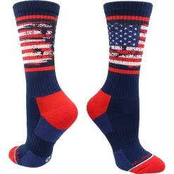 MadSportsStuff Distressed USA Flag Patriotic Athletic Crew Socks Basketball Socks