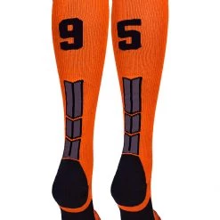 MadSportsStuff Softball Socks Orange And Black Player ID Custom Number Over The Calf Socks For Softball Baseball Football Boys And Girls 140 MadSportsStuff Softball Socks Orange And Black Player ID Custom Number Over The Calf Socks For Softball Baseball Football Boys And Girls