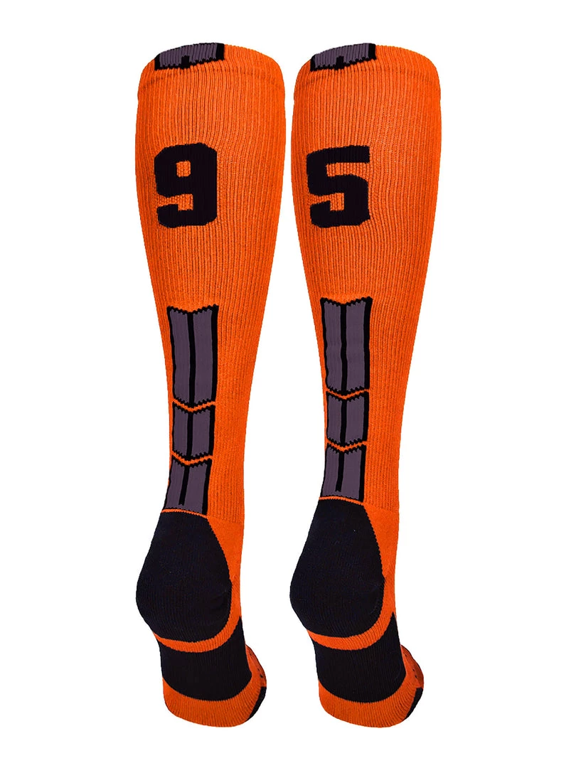 MadSportsStuff Orange And Black Player ID Custom Number Over The Calf Socks For Softball Baseball Football Boys And Girls 35 MadSportsStuff Orange And Black Player ID Custom Number Over The Calf Socks For Softball Baseball Football Boys And Girls