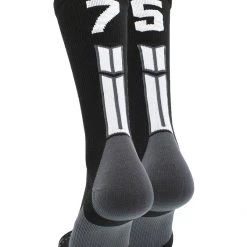 MadSportsStuff Black Player ID Custom Number Crew Socks For Basketball Lacrosse Volleyball Boys And Girls