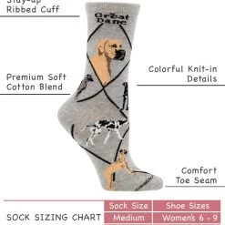 WHD Crazy Socks - Crew Great Dane Socks For Women Gift For Dog Lovers