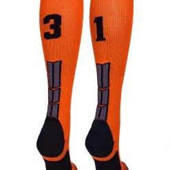 MadSportsStuff Orange And Black Player ID Custom Number Over The Calf Socks For Softball Baseball Football Boys And Girls 204 MadSportsStuff Orange And Black Player ID Custom Number Over The Calf Socks For Softball Baseball Football Boys And Girls