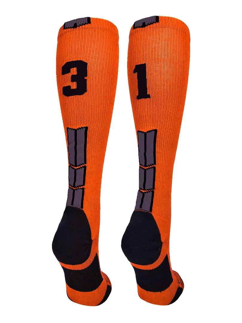 MadSportsStuff Orange And Black Player ID Custom Number Over The Calf Socks For Softball Baseball Football Boys And Girls 99 MadSportsStuff Orange And Black Player ID Custom Number Over The Calf Socks For Softball Baseball Football Boys And Girls