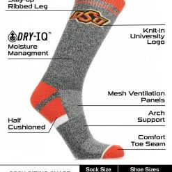 TCK All Schools Oklahoma State Cowboys Socks Victory Parade Crew Length