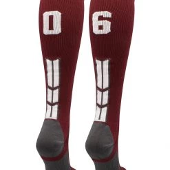 MadSportsStuff Maroon Player ID Custom Number Over The Calf Socks For Softball Baseball Football Boys And Girls Softball Socks