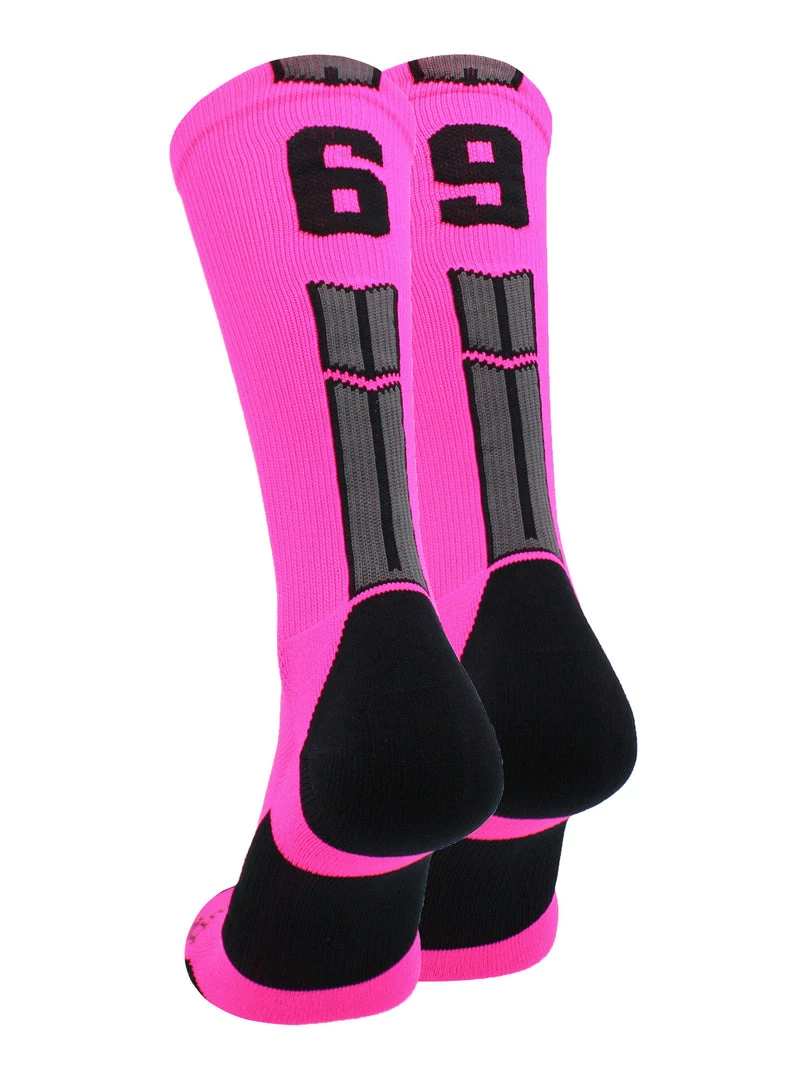 MadSportsStuff Neon Pink And Black Player ID Custom Number Crew Socks For Basketball Lacrosse Volleyball Boys And Girls 10 MadSportsStuff Neon Pink And Black Player ID Custom Number Crew Socks For Basketball Lacrosse Volleyball Boys And Girls