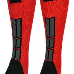 MadSportsStuff Red And Black Player ID Custom Number Over The Calf Socks For Softball Baseball Football Boys And Girls Baseball Socks 209 MadSportsStuff Red And Black Player ID Custom Number Over The Calf Socks For Softball Baseball Football Boys And Girls Baseball Socks