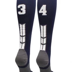 MadSportsStuff Navy Player ID Custom Number Over The Calf Socks For Softball Baseball Football Boys And Girls