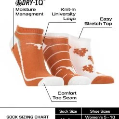 TCK Texas Longhorns No Show Socks Full Field 3 Pack