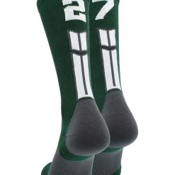 MadSportsStuff Volleyball Socks Dark Green Player ID Custom Number Crew Socks For Basketball Lacrosse Volleyball Boys And Girls