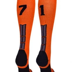 MadSportsStuff Softball Socks Orange And Black Player ID Custom Number Over The Calf Socks For Softball Baseball Football Boys And Girls 114 MadSportsStuff Softball Socks Orange And Black Player ID Custom Number Over The Calf Socks For Softball Baseball Football Boys And Girls