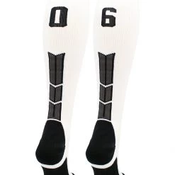 MadSportsStuff White Player ID Custom Number Over The Calf Socks For Softball Baseball Football Boys And Girls
