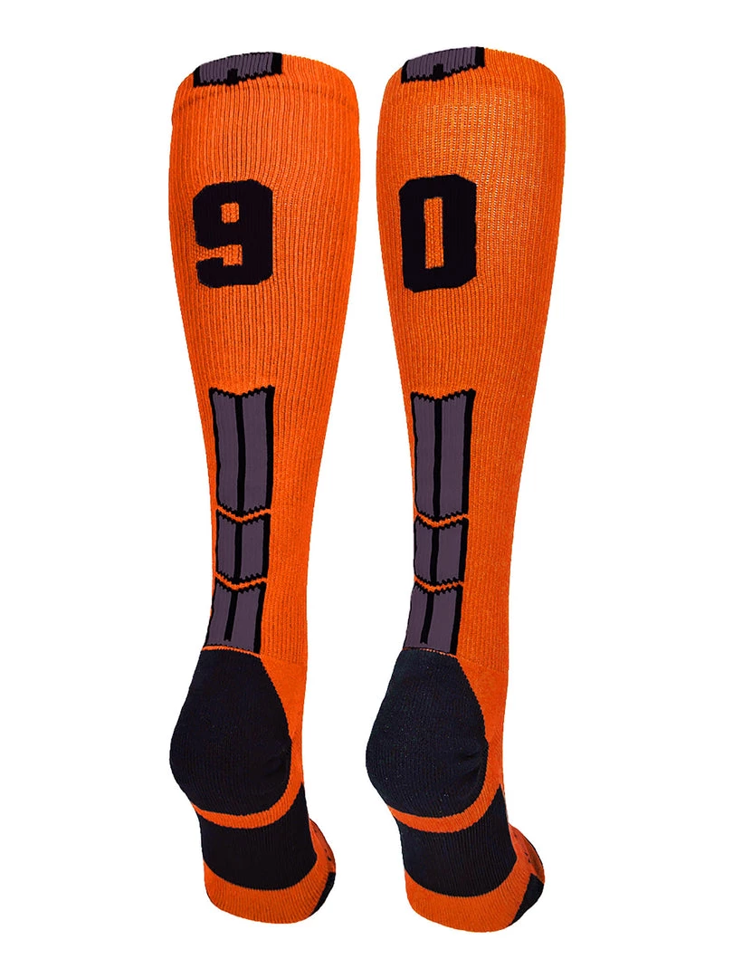 MadSportsStuff Orange And Black Player ID Custom Number Over The Calf Socks For Softball Baseball Football Boys And Girls 40 MadSportsStuff Orange And Black Player ID Custom Number Over The Calf Socks For Softball Baseball Football Boys And Girls