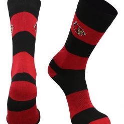 TCK All Schools Louisville Cardinals Socks Game Day Striped Crew Socks