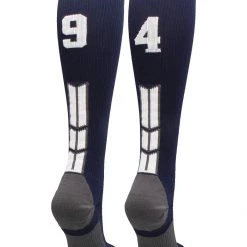 MadSportsStuff Navy Player ID Custom Number Over The Calf Socks For Softball Baseball Football Boys And Girls
